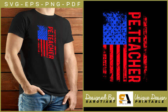 American Flag PE Teacher SVG Design