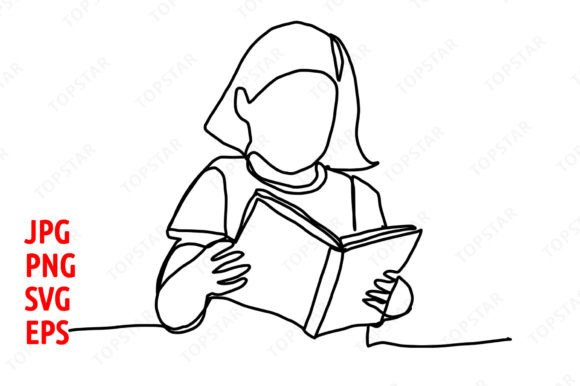Girl Reading Book One Line Drawing Art: A Versatile Asset for Designers and Creators