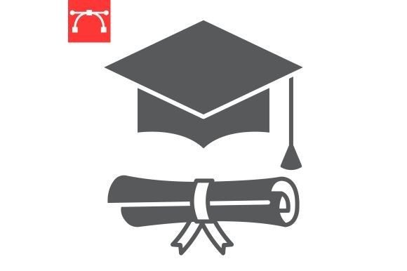 Graduation Cap and Diploma Glyph Icon