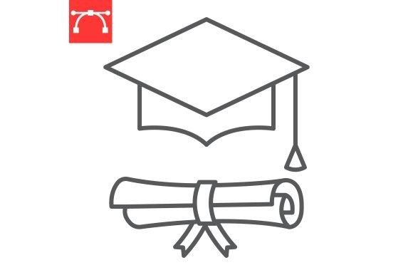 Graduation Cap and Diploma Line Icon