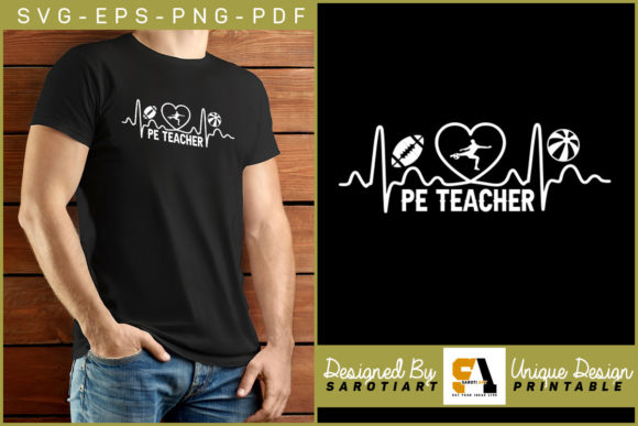 P.E Teacher Heartbeat Vector Design